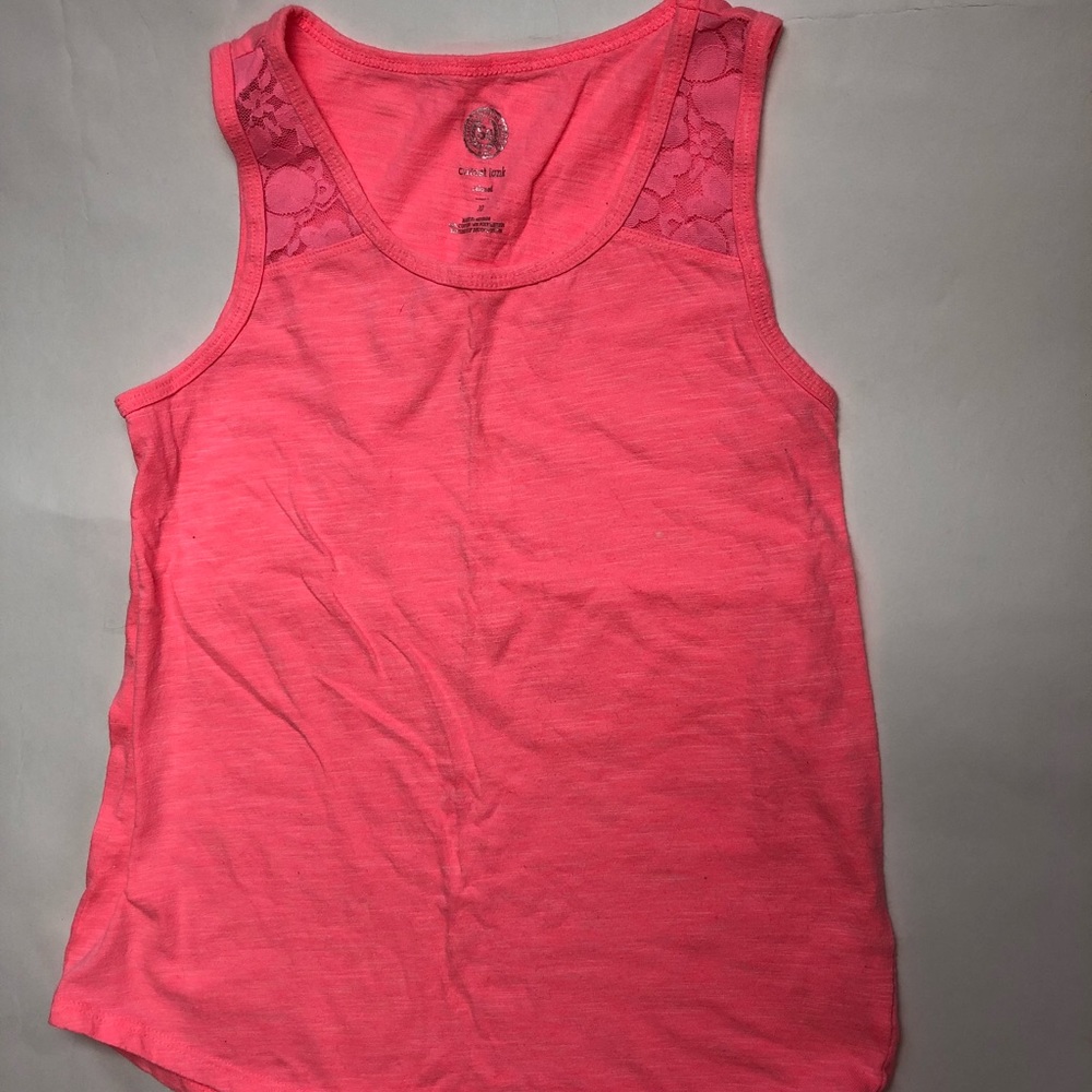 Pink lace strap tank top